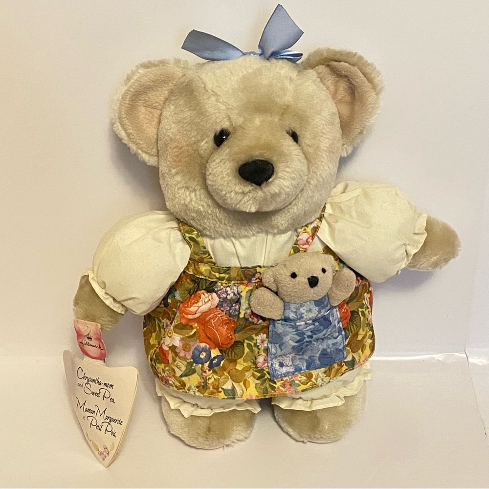 Vintage Hallmark Plush Teddy Bear Chrysantha Mom & Sweet Pea Baby Stuffed Animal